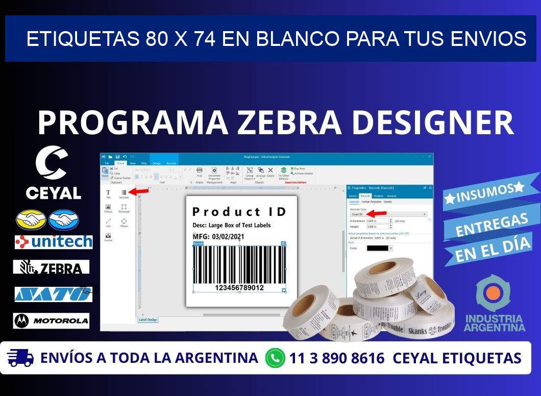 Etiquetas 80 x 74 en blanco para tus envios