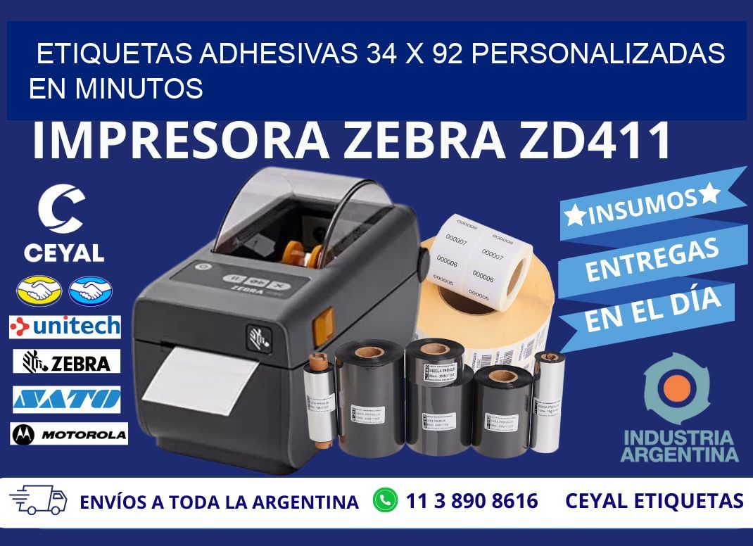 Etiquetas Adhesivas 34 x 92 Personalizadas en Minutos