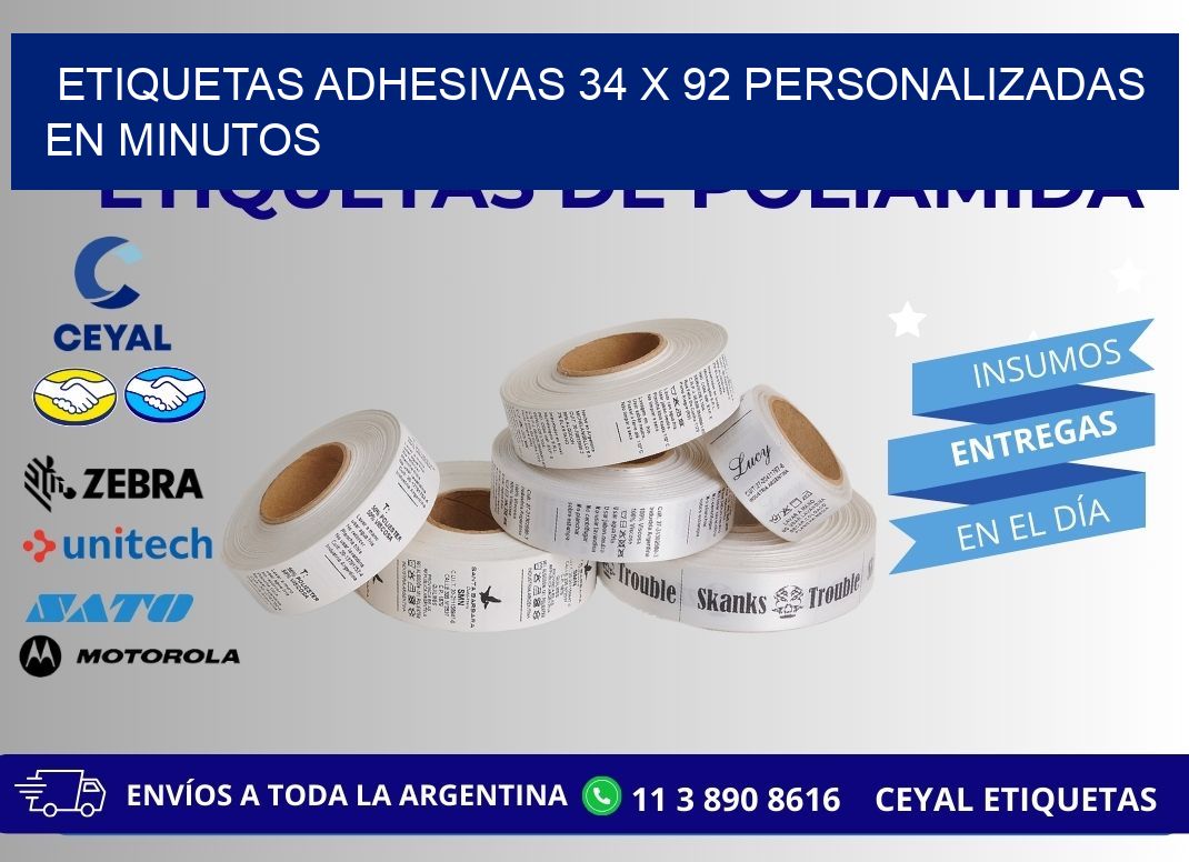 Etiquetas Adhesivas 34 x 92 Personalizadas en Minutos