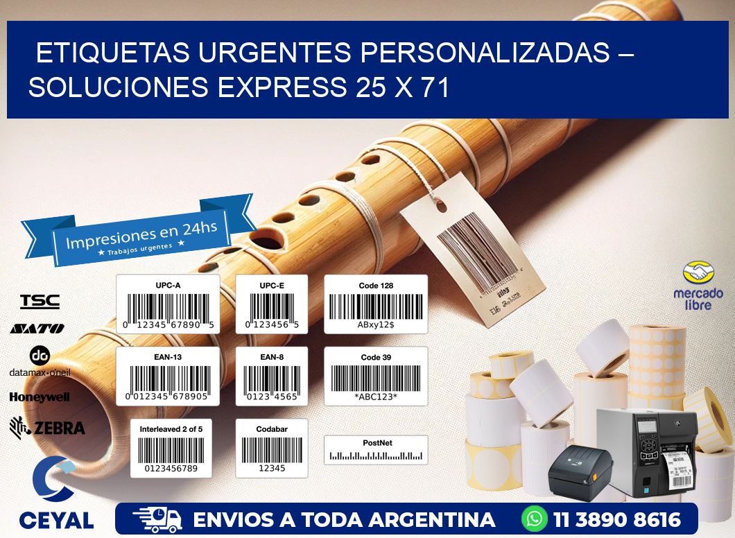 Etiquetas Urgentes Personalizadas – Soluciones Express 25 x 71