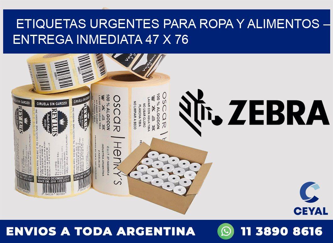 Etiquetas Urgentes para Ropa y Alimentos – Entrega Inmediata 47 x 76