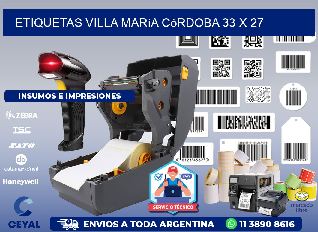 Etiquetas Villa María Córdoba 33 x 27