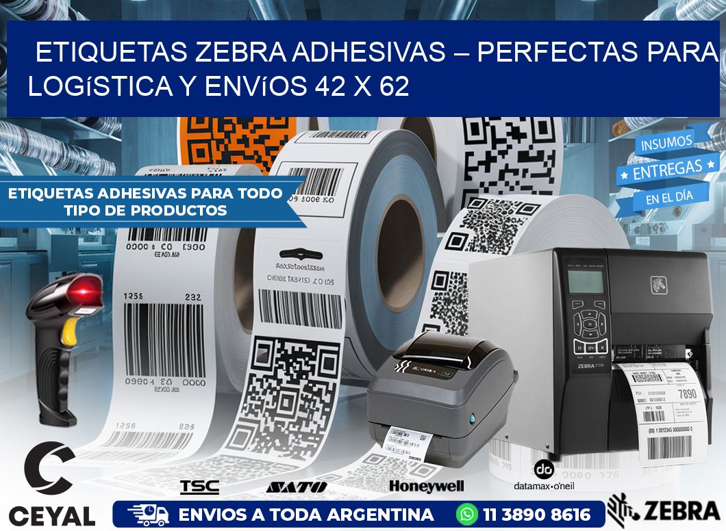 Etiquetas Zebra Adhesivas – Perfectas para Logística y Envíos 42 x 62