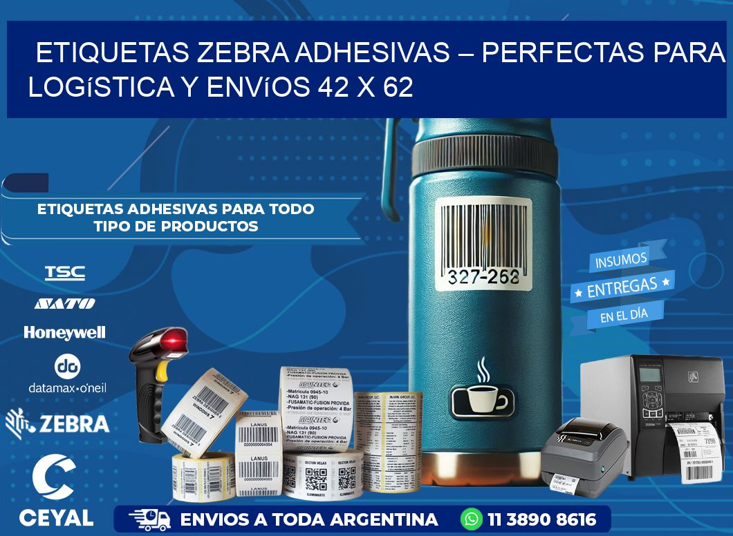 Etiquetas Zebra Adhesivas – Perfectas para Logística y Envíos 42 x 62