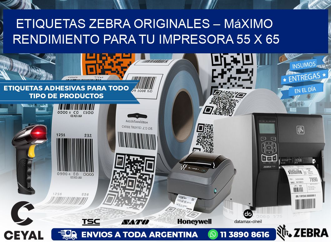 Etiquetas Zebra Originales – Máximo Rendimiento para tu Impresora 55 x 65