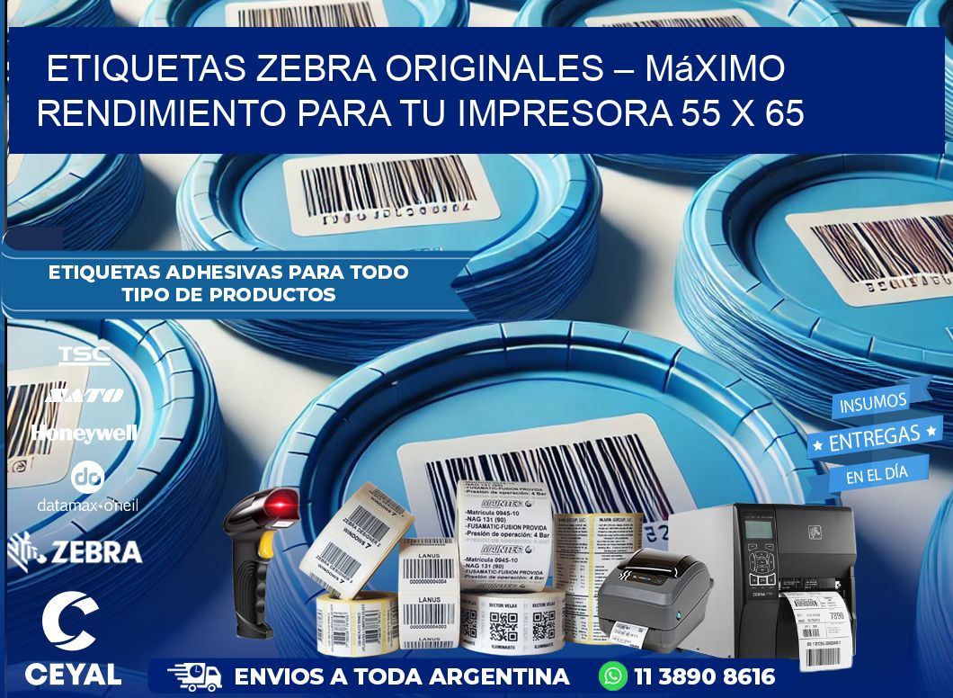 Etiquetas Zebra Originales – Máximo Rendimiento para tu Impresora 55 x 65