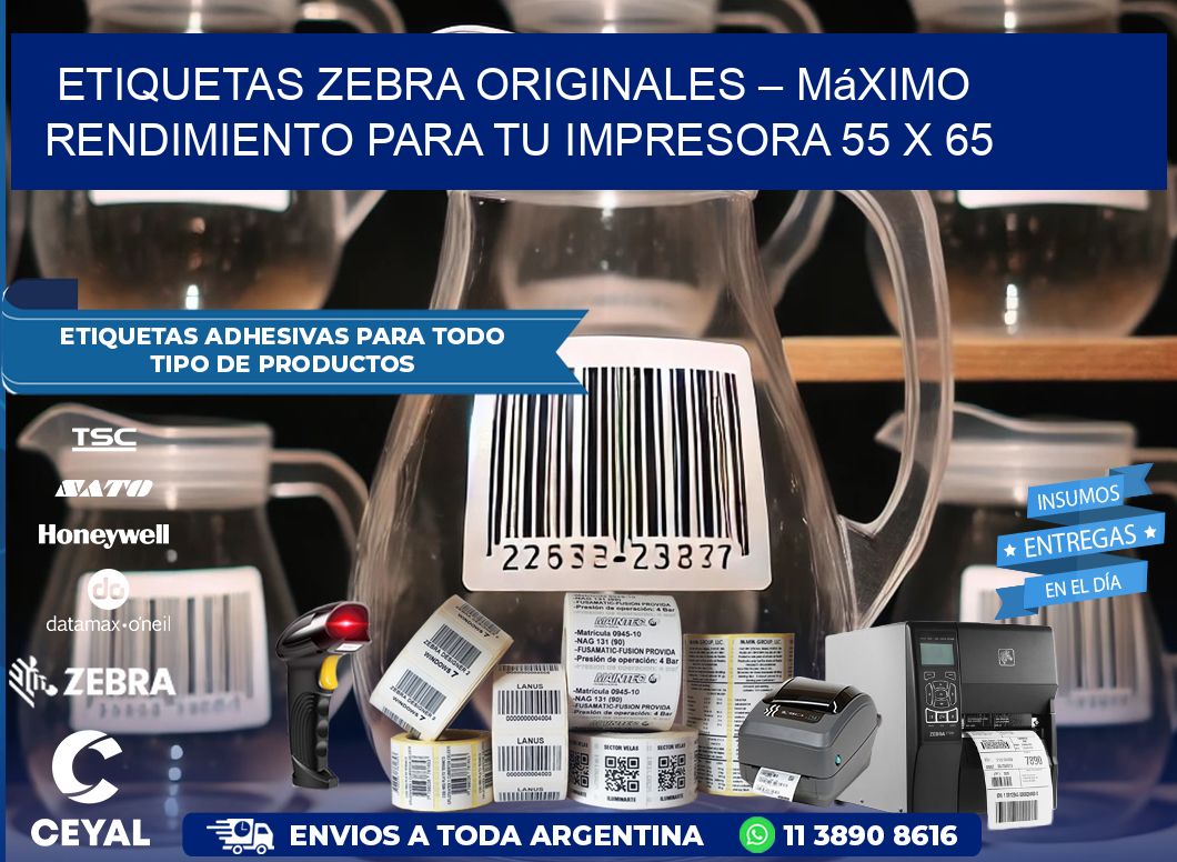 Etiquetas Zebra Originales – Máximo Rendimiento para tu Impresora 55 x 65