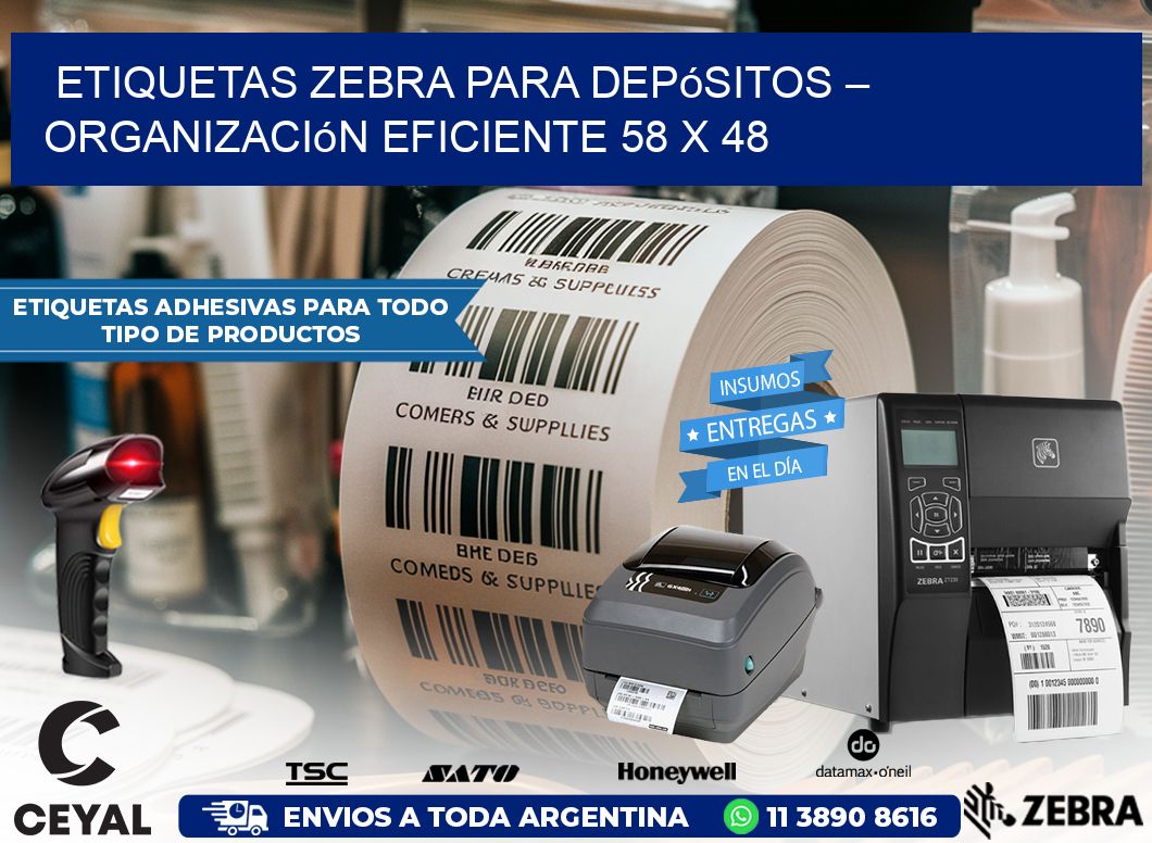Etiquetas Zebra para Depósitos – Organización Eficiente 58 x 48