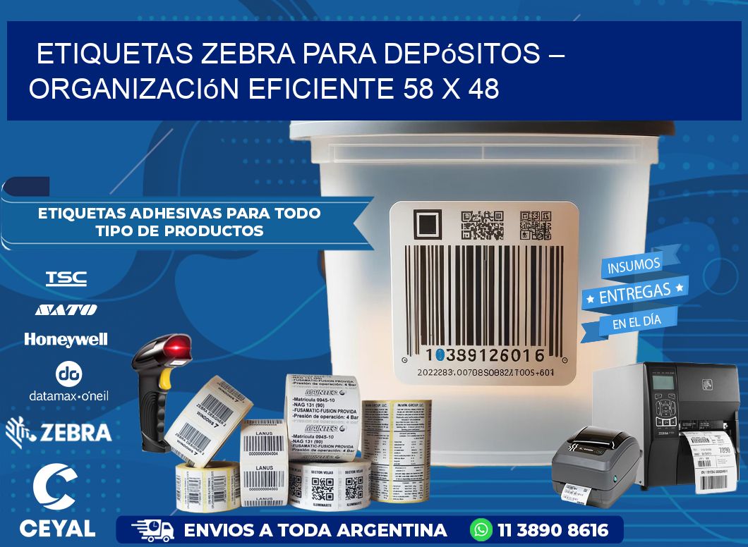 Etiquetas Zebra para Depósitos – Organización Eficiente 58 x 48