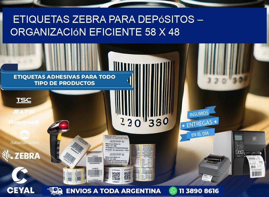 Etiquetas Zebra para Depósitos – Organización Eficiente 58 x 48