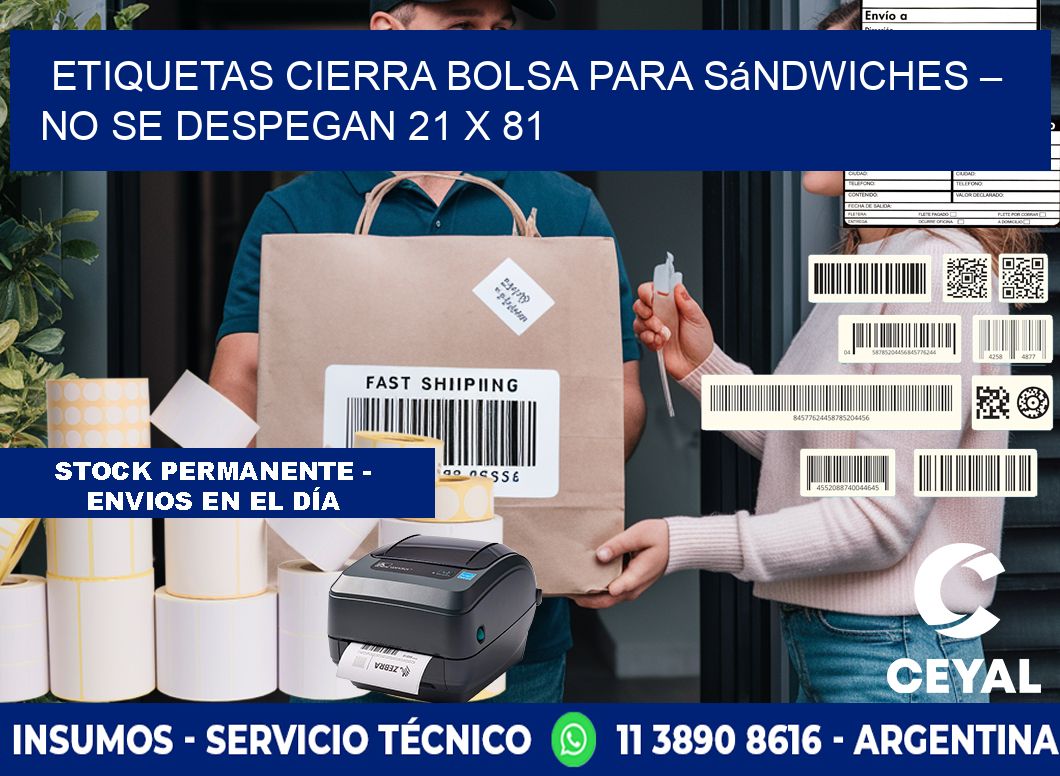 Etiquetas cierra bolsa para sándwiches – No se despegan 21 x 81