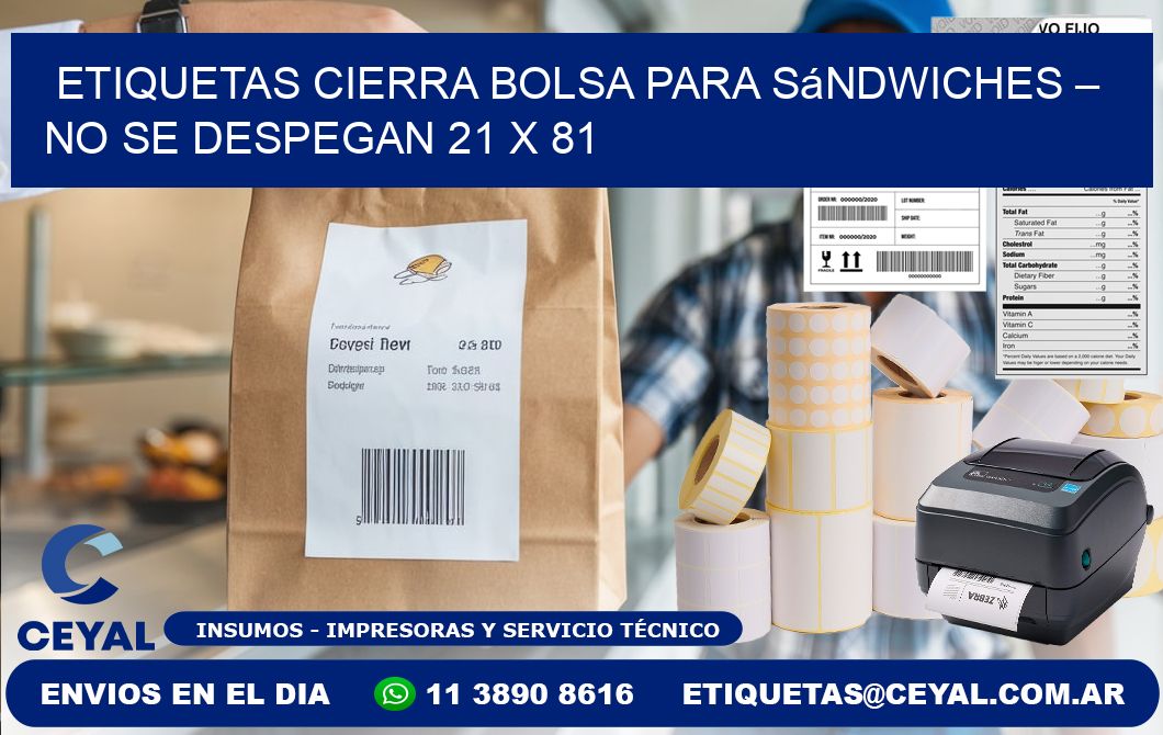 Etiquetas cierra bolsa para sándwiches – No se despegan 21 x 81
