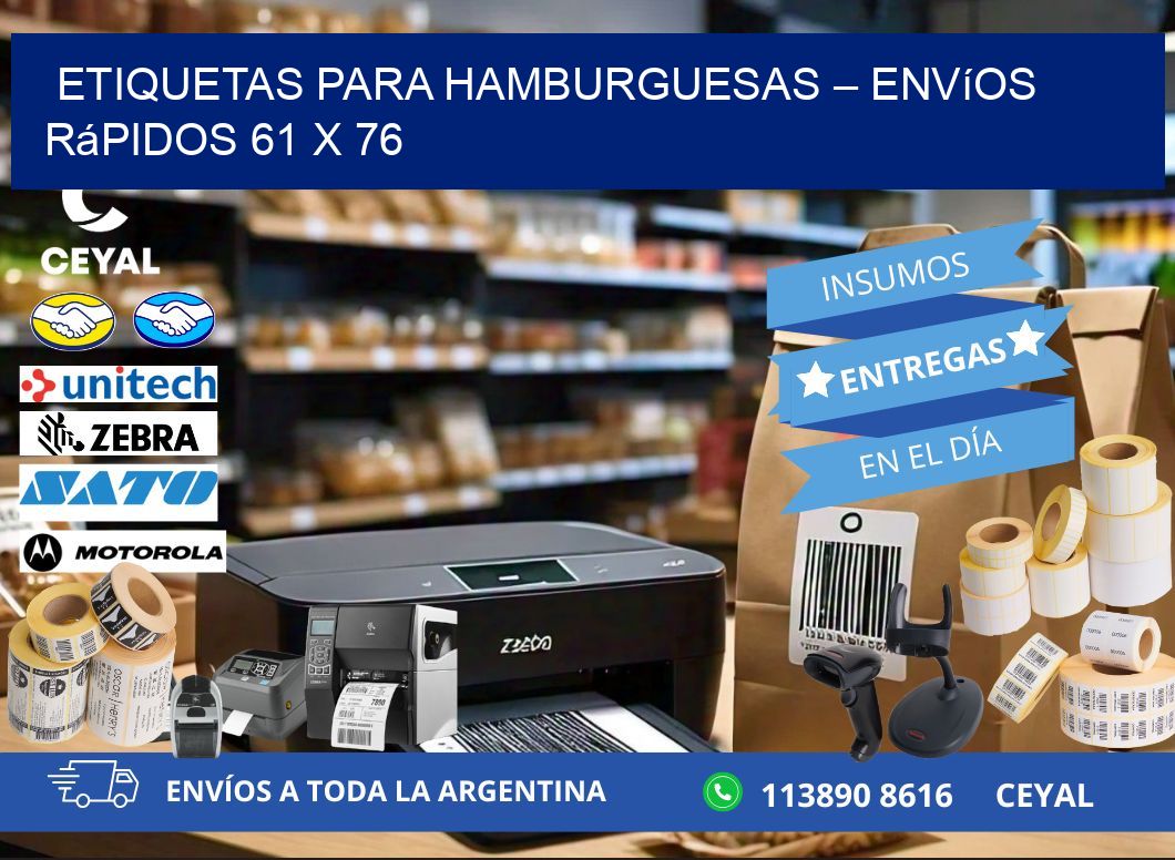 Etiquetas para hamburguesas – Envíos rápidos 61 x 76