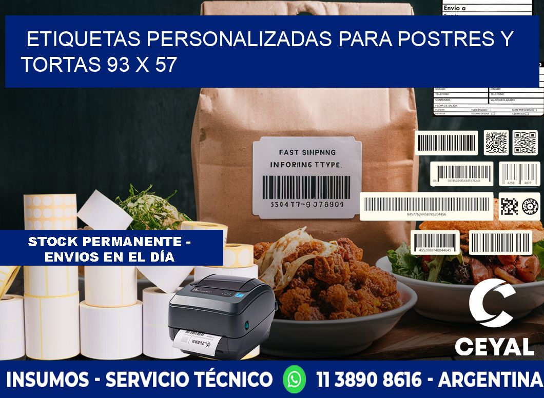 Etiquetas personalizadas para postres y tortas 93 x 57
