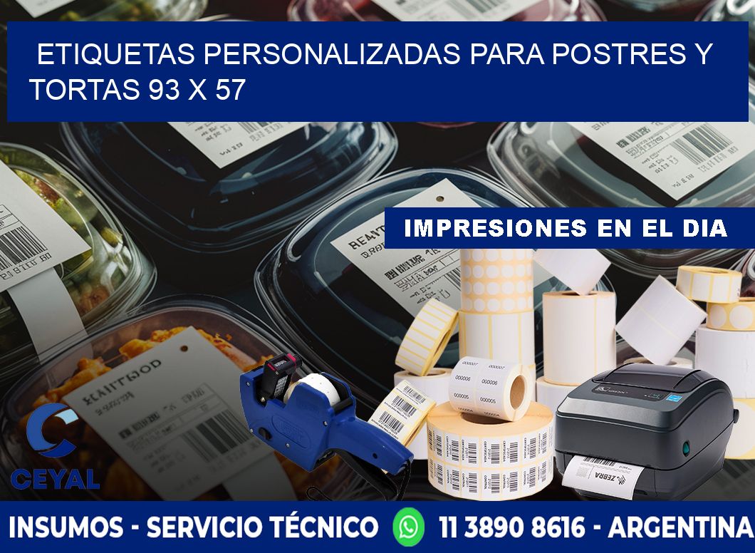 Etiquetas personalizadas para postres y tortas 93 x 57