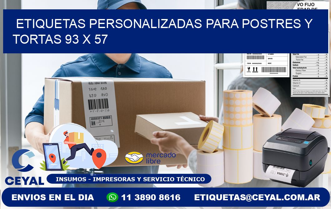 Etiquetas personalizadas para postres y tortas 93 x 57