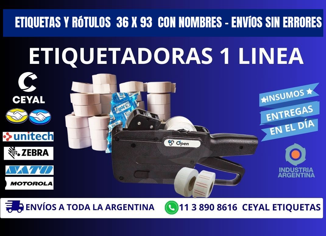 Etiquetas y Rótulos  36 x 93  con Nombres – Envíos sin Errores
