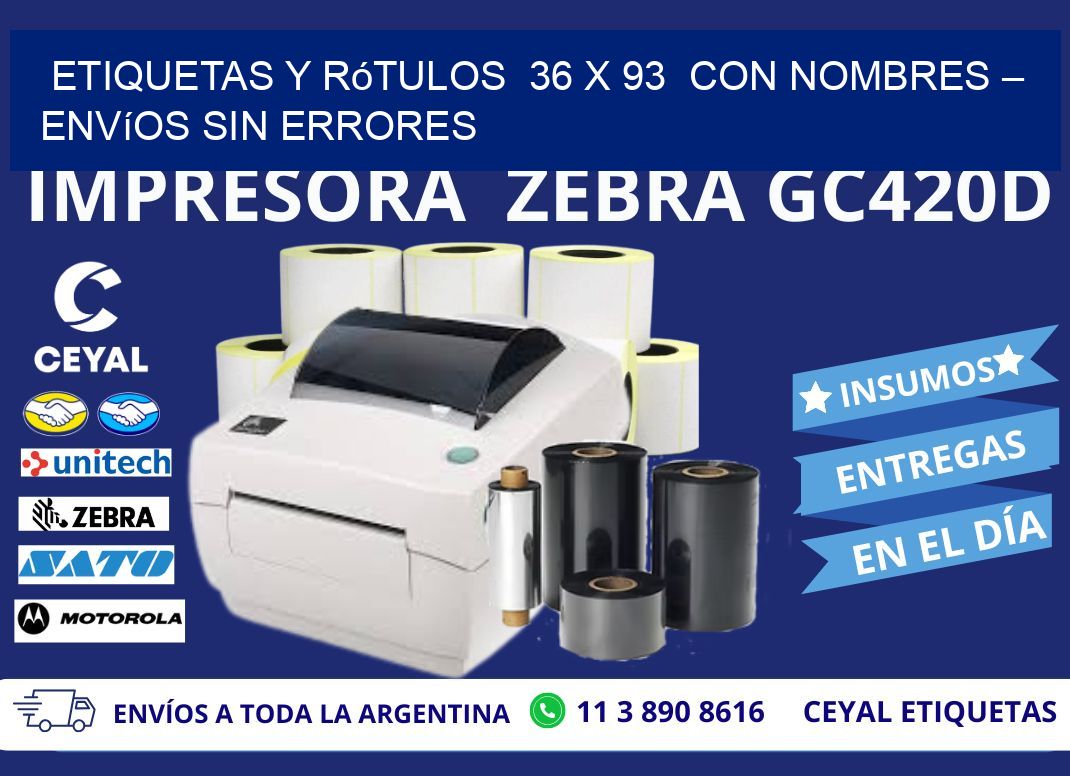 Etiquetas y Rótulos  36 x 93  con Nombres – Envíos sin Errores
