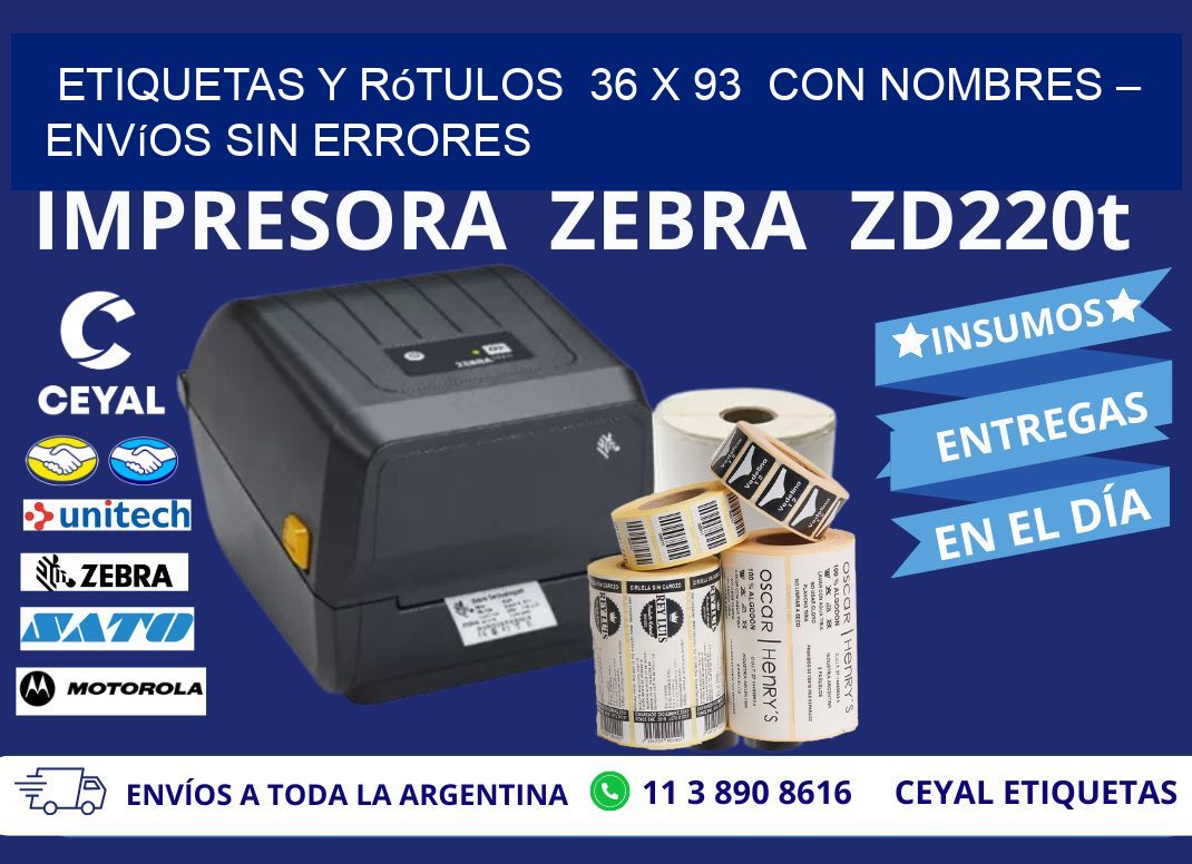 Etiquetas y Rótulos  36 x 93  con Nombres – Envíos sin Errores