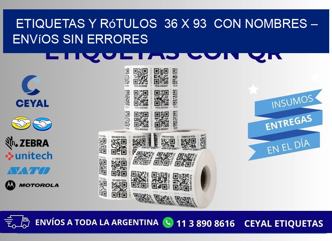 Etiquetas y Rótulos  36 x 93  con Nombres – Envíos sin Errores