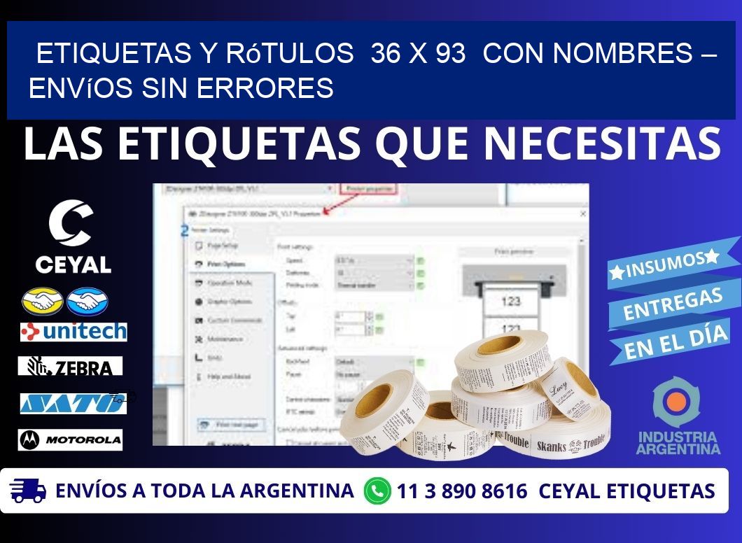 Etiquetas y Rótulos  36 x 93  con Nombres – Envíos sin Errores
