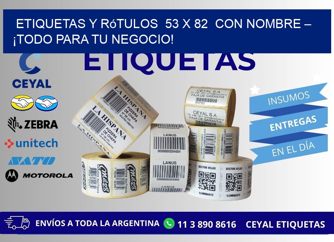 Etiquetas y Rótulos  53 x 82  con Nombre – ¡Todo para tu Negocio!
