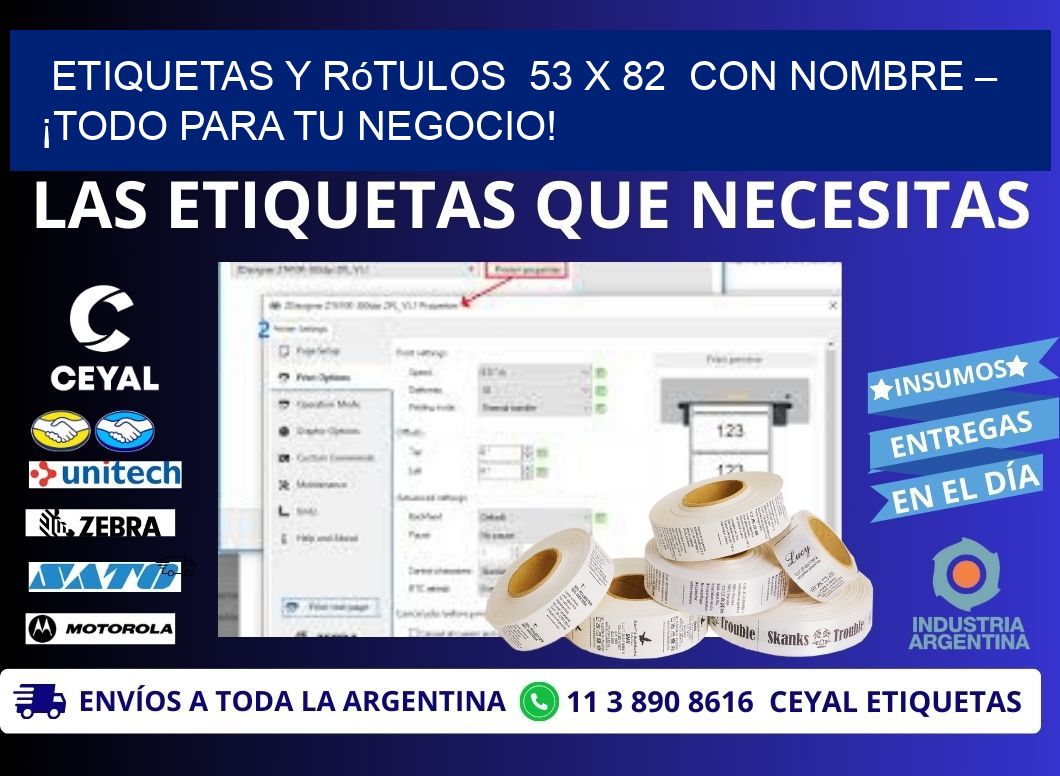 Etiquetas y Rótulos  53 x 82  con Nombre – ¡Todo para tu Negocio!