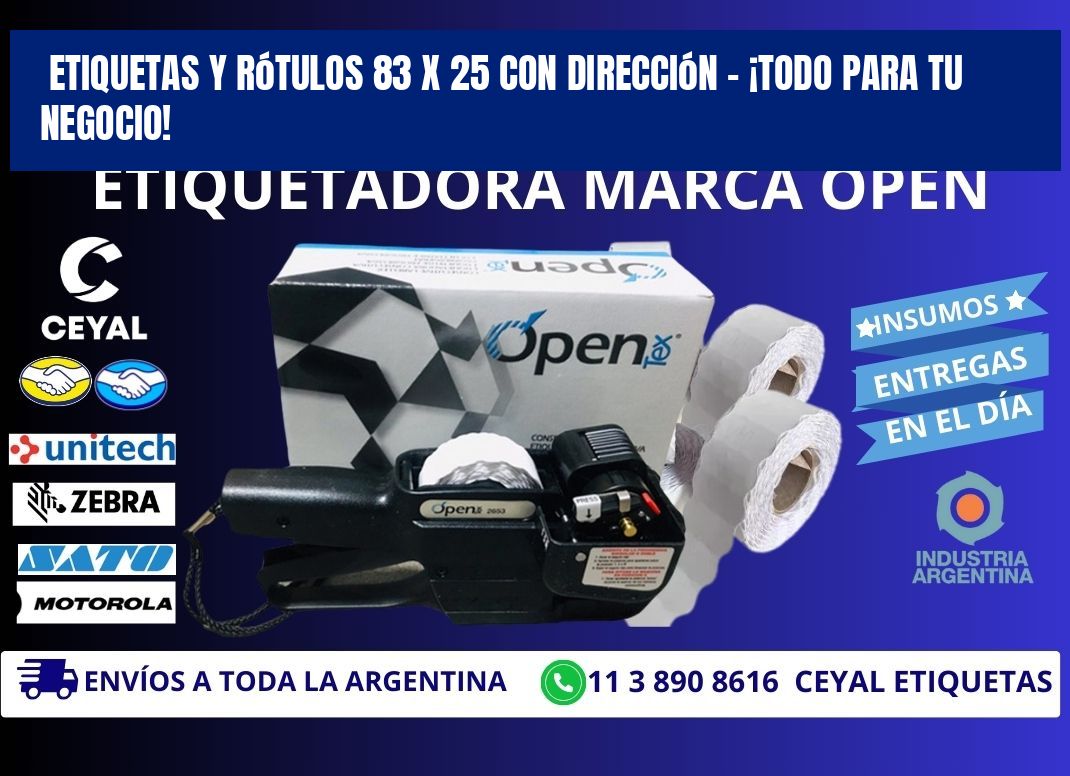 Etiquetas y Rótulos 83 x 25 con Dirección – ¡Todo para tu Negocio!