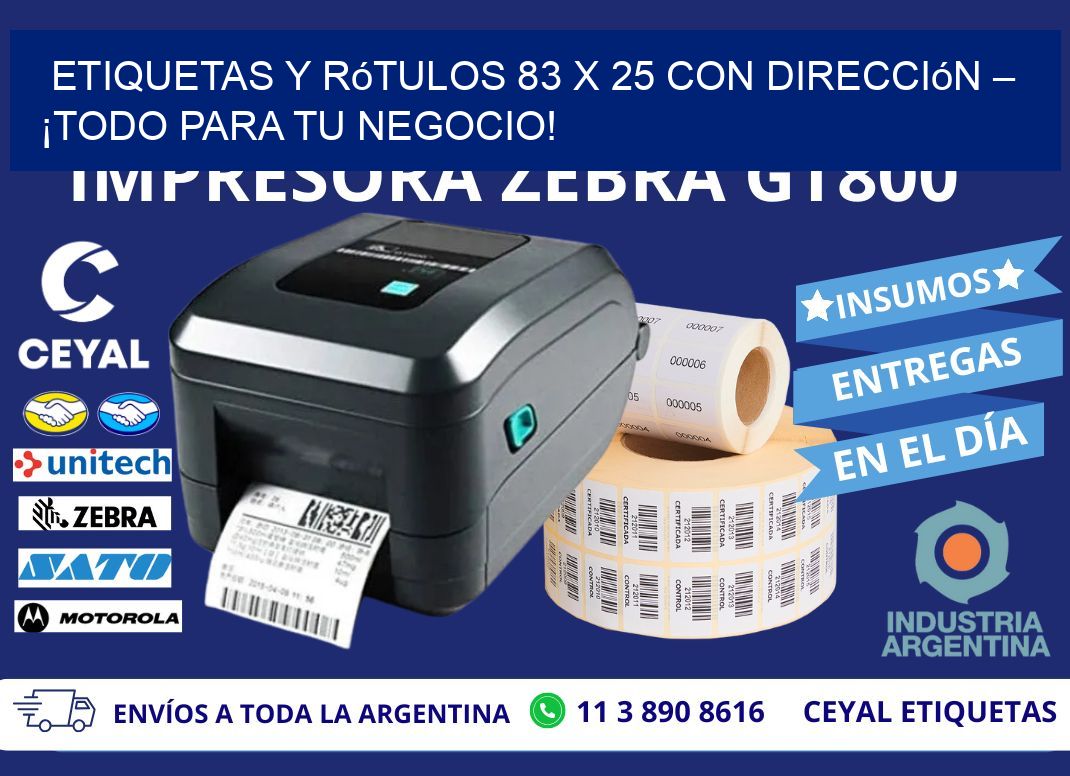 Etiquetas y Rótulos 83 x 25 con Dirección – ¡Todo para tu Negocio!