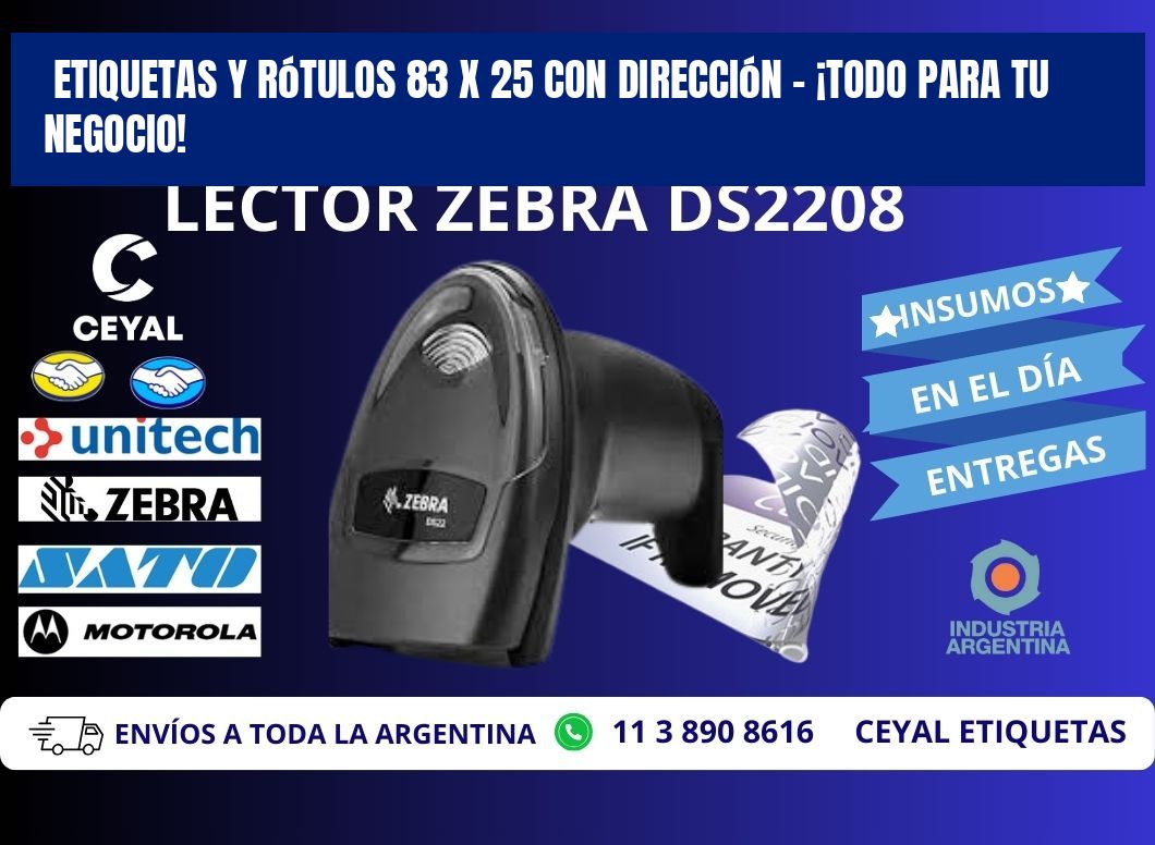 Etiquetas y Rótulos 83 x 25 con Dirección – ¡Todo para tu Negocio!