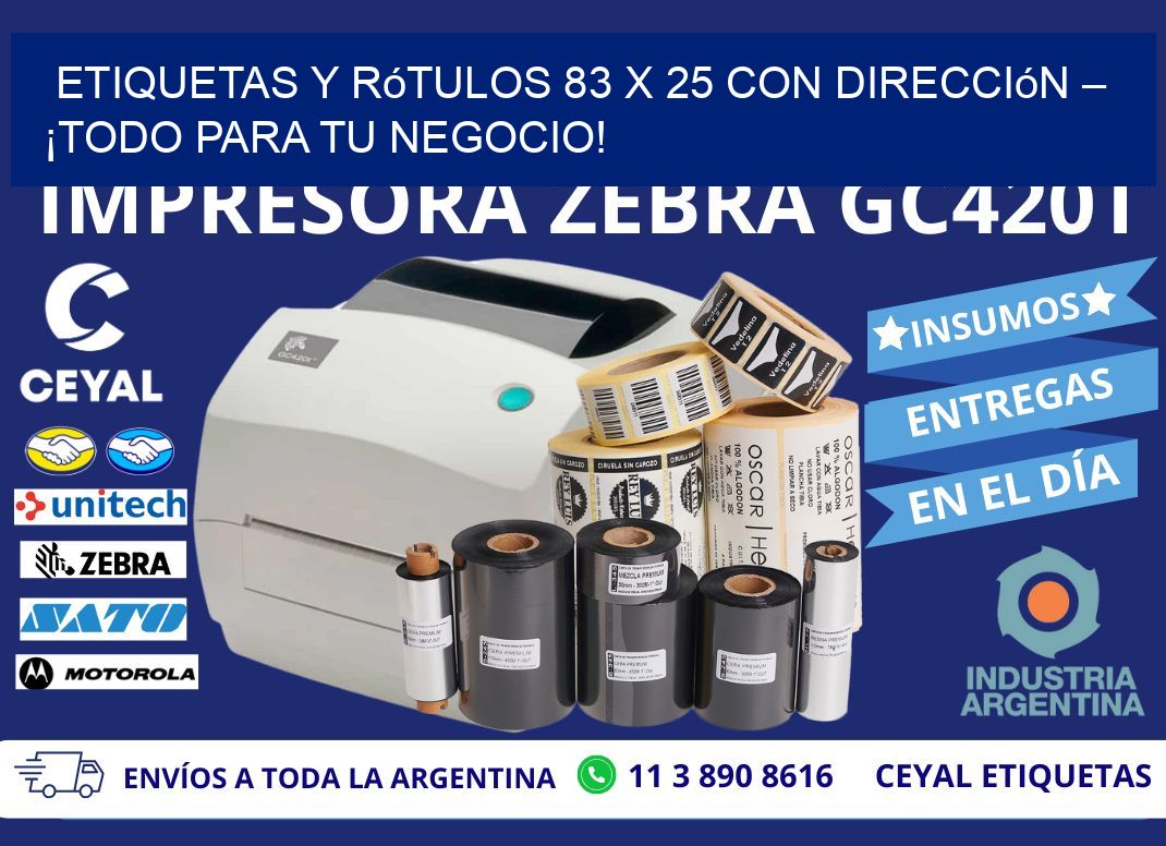 Etiquetas y Rótulos 83 x 25 con Dirección – ¡Todo para tu Negocio!