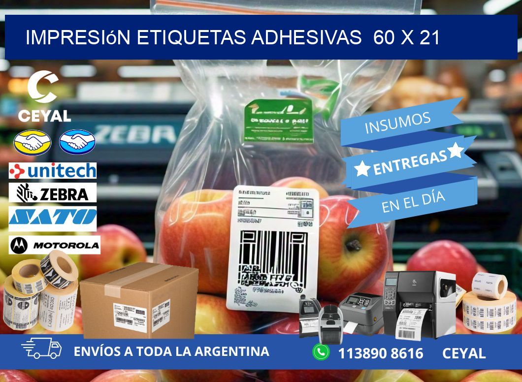 Impresión Etiquetas adhesivas 60 x 21