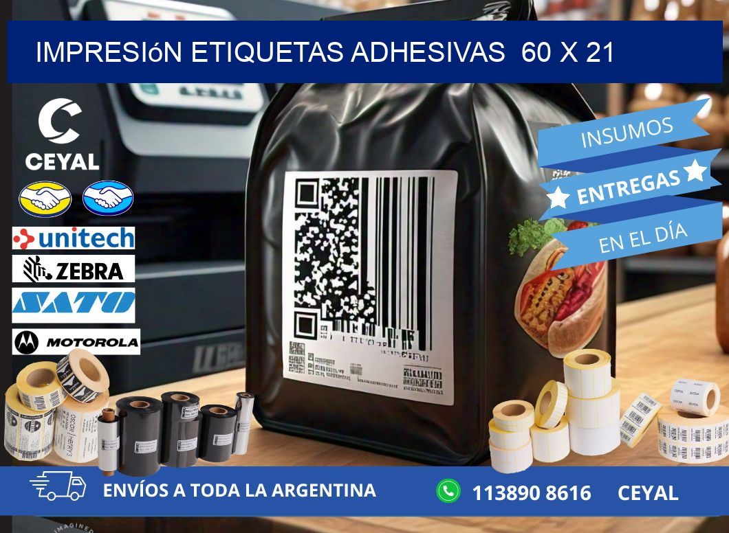 Impresión Etiquetas adhesivas 60 x 21