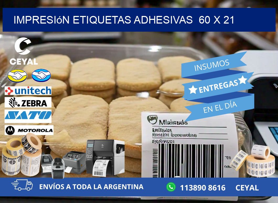 Impresión Etiquetas adhesivas 60 x 21