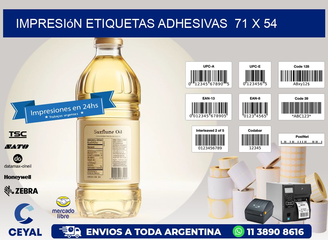 Impresión Etiquetas adhesivas  71 x 54