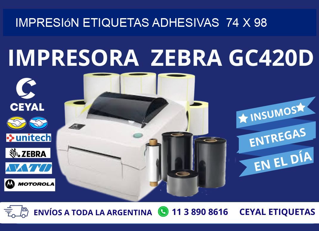 Impresión Etiquetas adhesivas  74 x 98