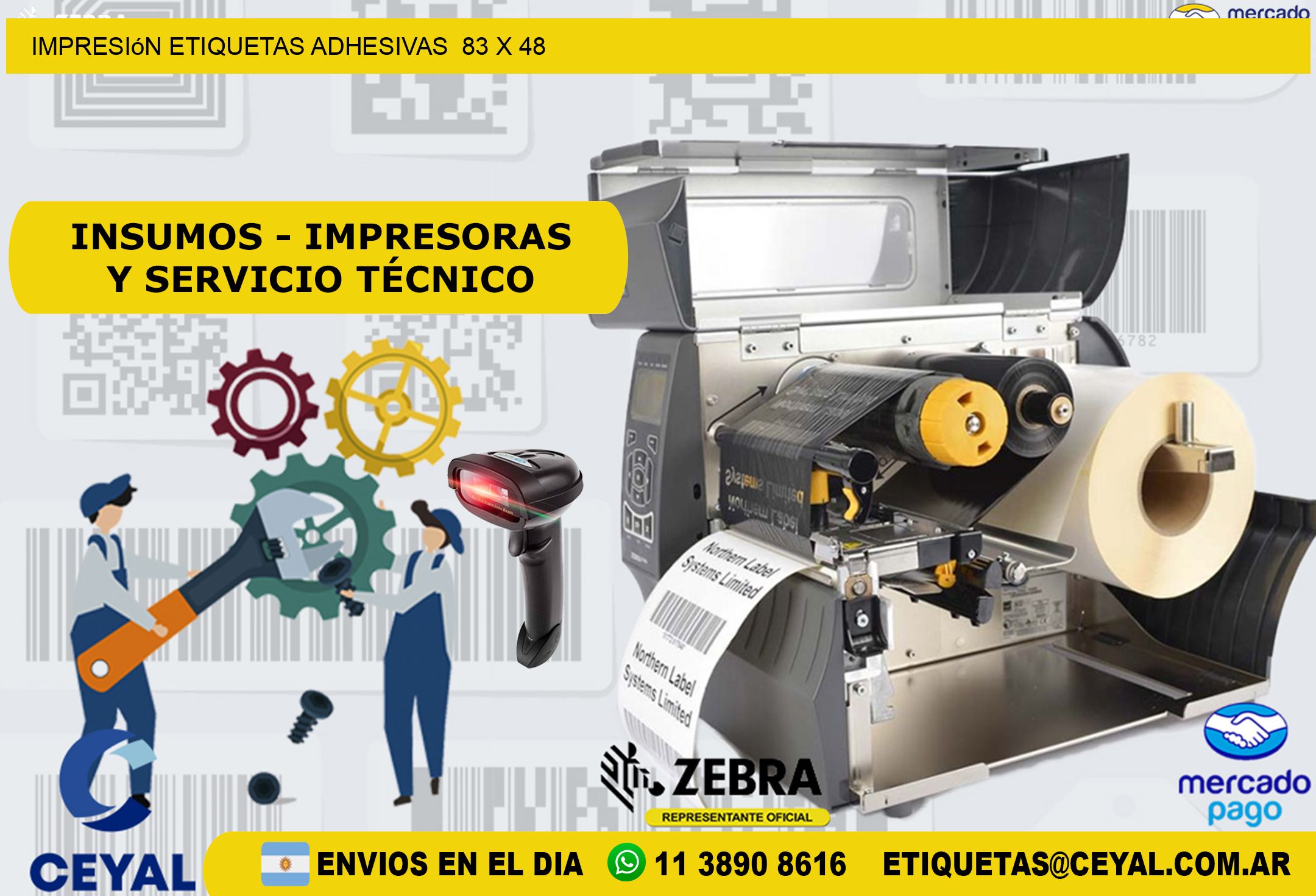 Impresión Etiquetas adhesivas  83 x 48