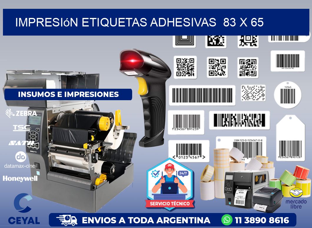Impresión Etiquetas adhesivas 83 x 65