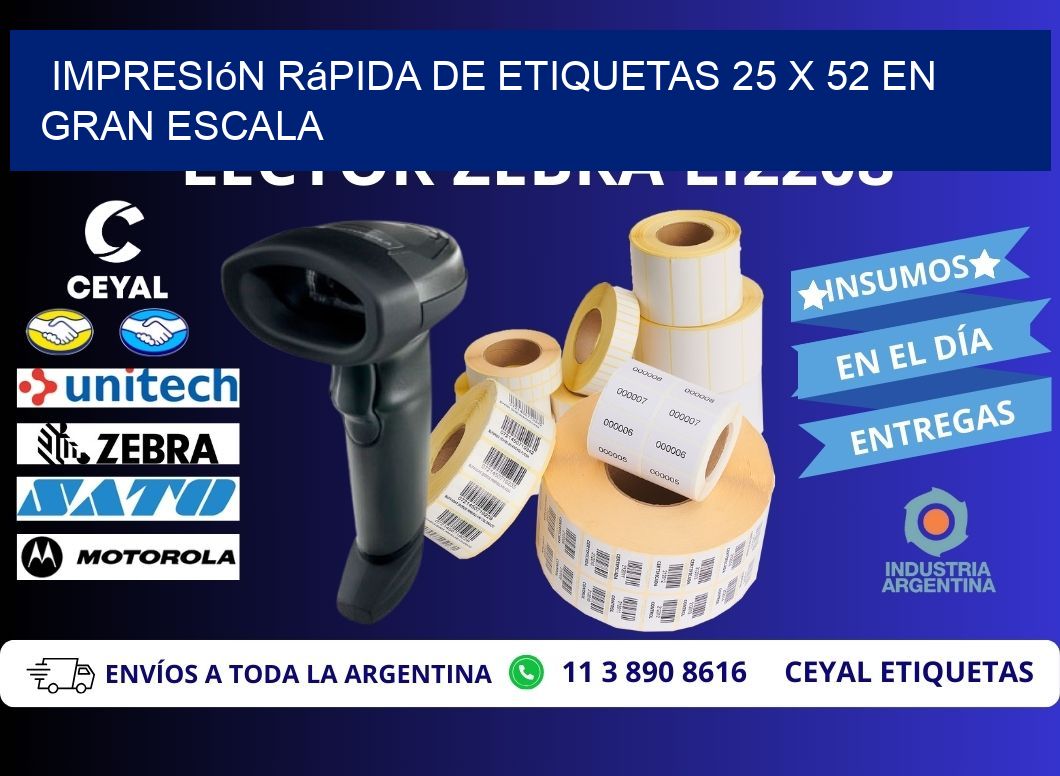 Impresión Rápida de Etiquetas 25 x 52 en Gran Escala