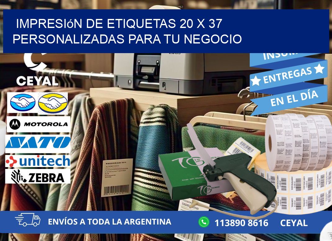 Impresión de Etiquetas 20 x 37 Personalizadas para tu Negocio