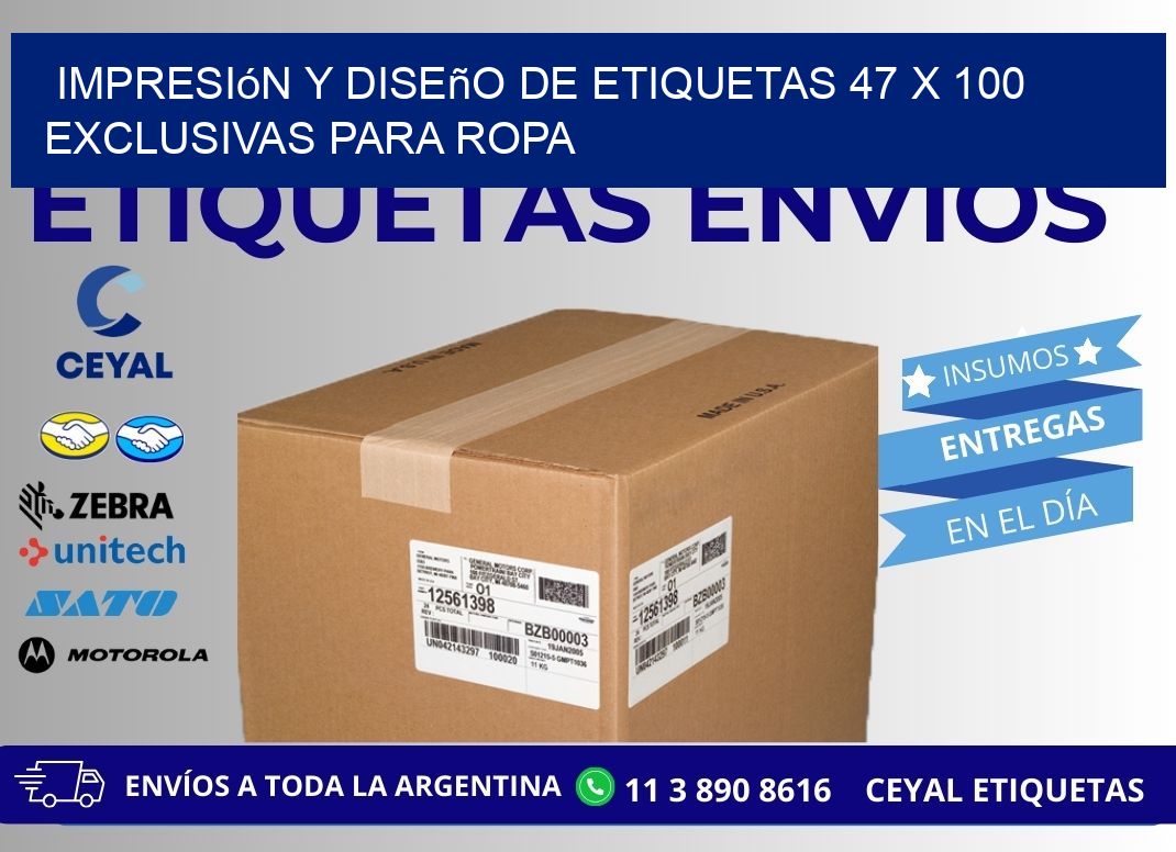 Impresión y Diseño de Etiquetas 47 x 100 Exclusivas para Ropa