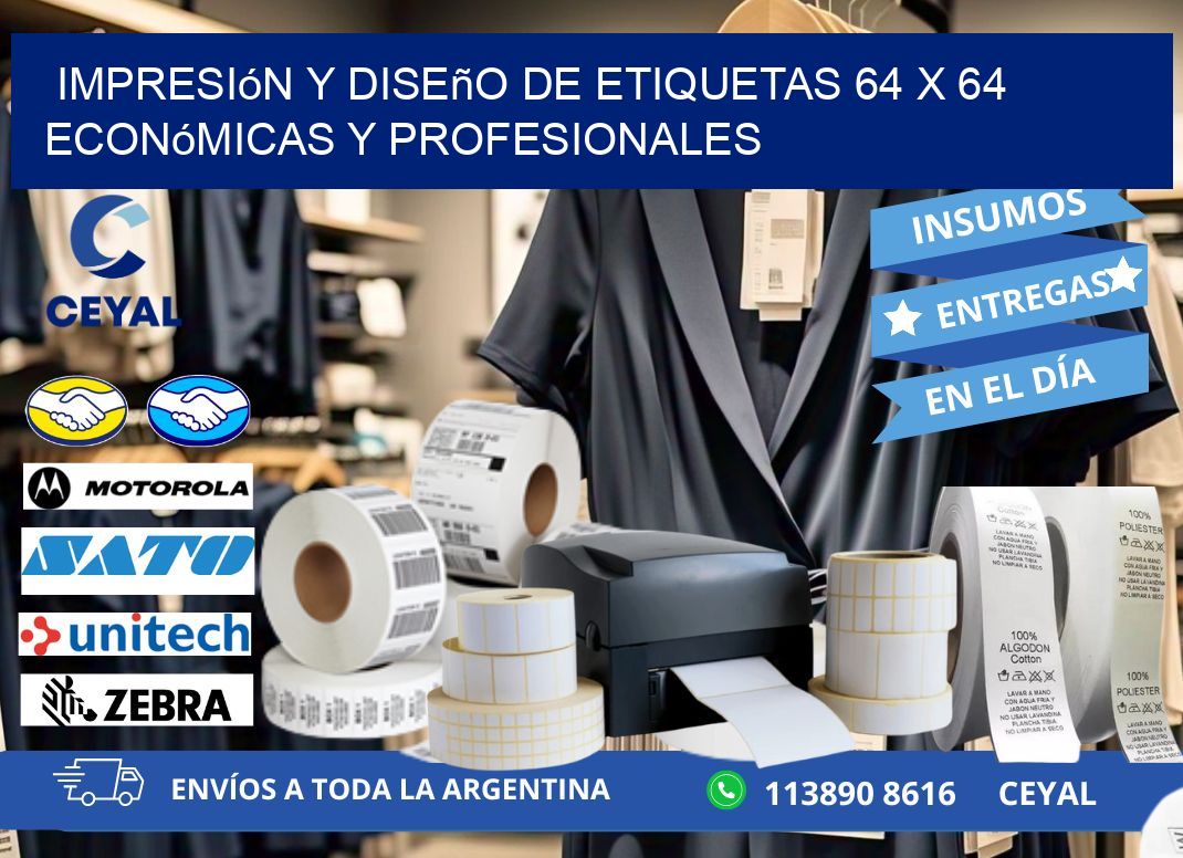 Impresión y Diseño de Etiquetas 64 x 64 Económicas y Profesionales