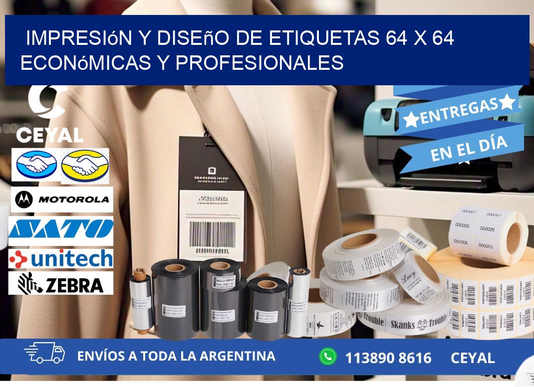 Impresión y Diseño de Etiquetas 64 x 64 Económicas y Profesionales