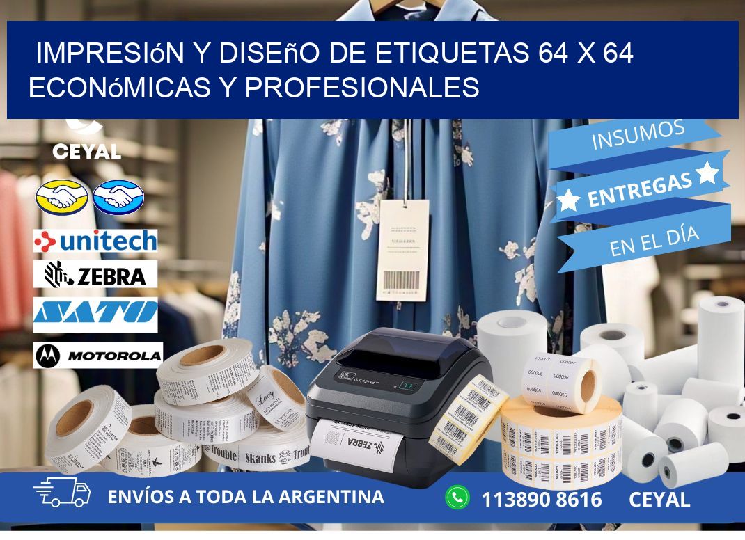 Impresión y Diseño de Etiquetas 64 x 64 Económicas y Profesionales