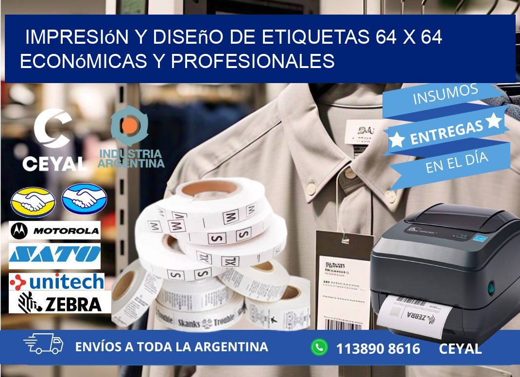 Impresión y Diseño de Etiquetas 64 x 64 Económicas y Profesionales