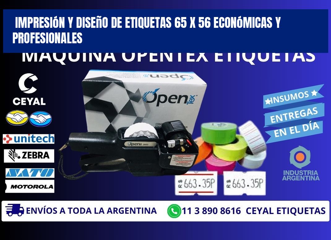 Impresión y Diseño de Etiquetas 65 x 56 Económicas y Profesionales