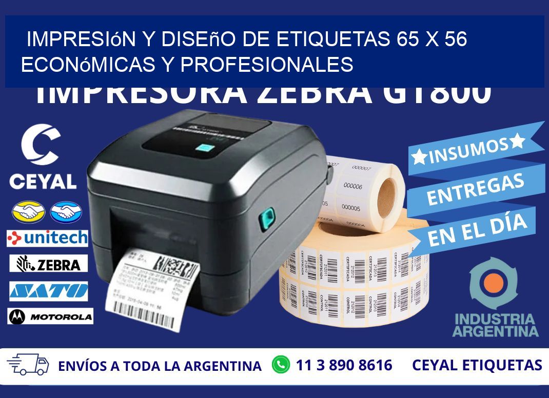 Impresión y Diseño de Etiquetas 65 x 56 Económicas y Profesionales