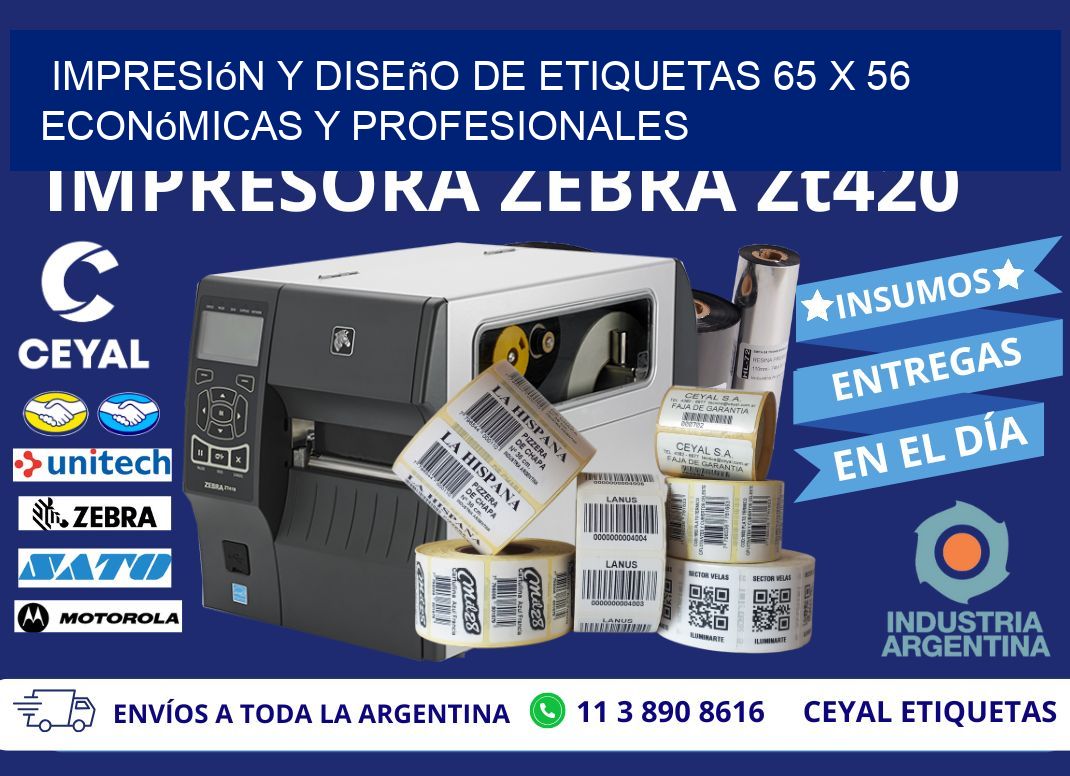 Impresión y Diseño de Etiquetas 65 x 56 Económicas y Profesionales