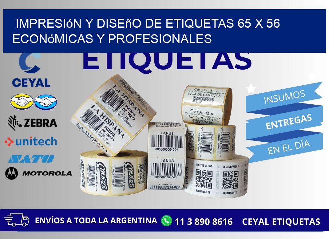 Impresión y Diseño de Etiquetas 65 x 56 Económicas y Profesionales