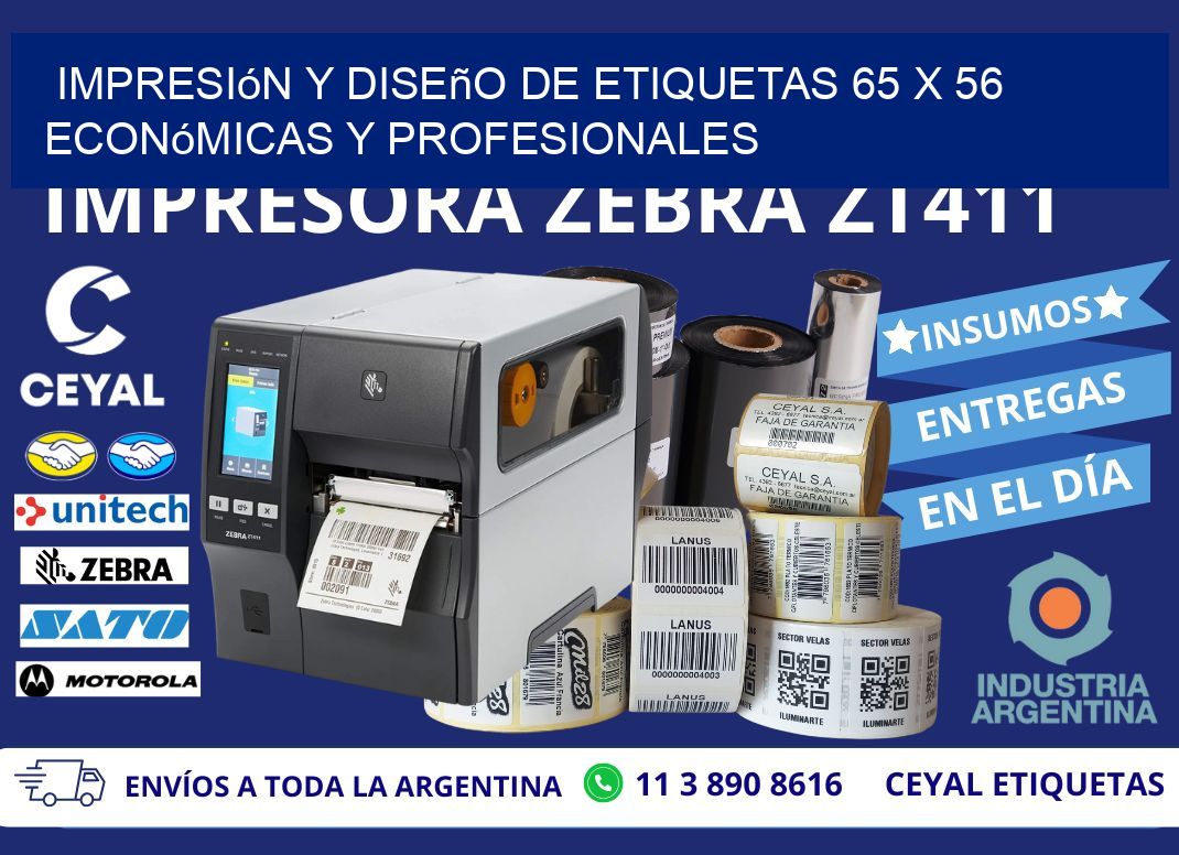 Impresión y Diseño de Etiquetas 65 x 56 Económicas y Profesionales
